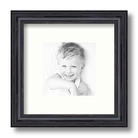 ArtToFrames 9x9 Matted Picture Frame with 5x5 Single Mat Photo Opening Framed in 1.25 Black Stain on Solid Red Oak and 2 Porcelain Mat (FWM-4083-9x9)