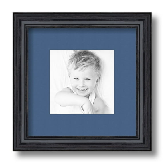 ArtToFrames 9x9" Matted Picture Frame with 5x5" Single Mat Photo Opening Framed in 1.25" Black Stain on Solid Red Oak and 2" Royal Mat (FWM-4083-9x9)