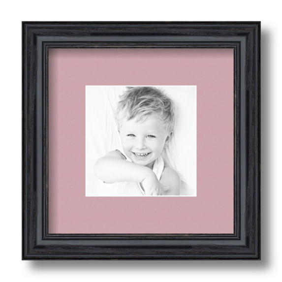 ArtToFrames 9x9" Matted Picture Frame with 5x5" Single Mat Photo Opening Framed in 1.25" Black Stain on Solid Red Oak and 2" Seashell Mat (FWM-4083-9x9)