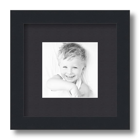 ArtToFrames 9x9" Matted Picture Frame with 5x5" Single Mat Photo Opening Framed in 1.25" Satin Black and 2" Black Mat (FWM-3926-9x9)