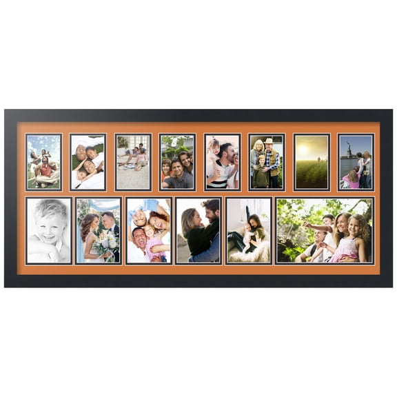 ArtToFrames Collage Photo Picture Frame with 1 - 6x9 and 5 - 4x6 and 8 - 3x5" Openings, Framed in Black with Octoberfest and Black Mats (CDM-3926-627)