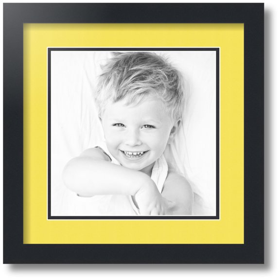 ArtToFrames Collage Photo Picture Frame with 1 - 10x10 Openings, Framed in Black with Canary and Black Mats (CDM-3926-301)