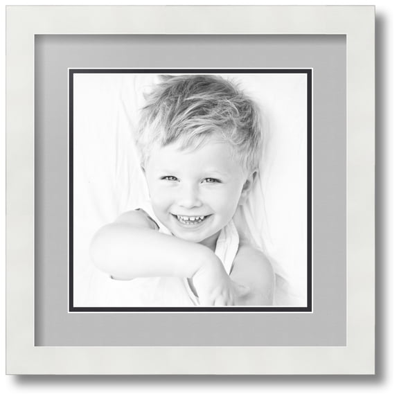 ArtToFrames Collage Photo Picture Frame with 1 - 10x10 Openings, Framed in White with TV Grey and Black Mats (CDM-3966-301)