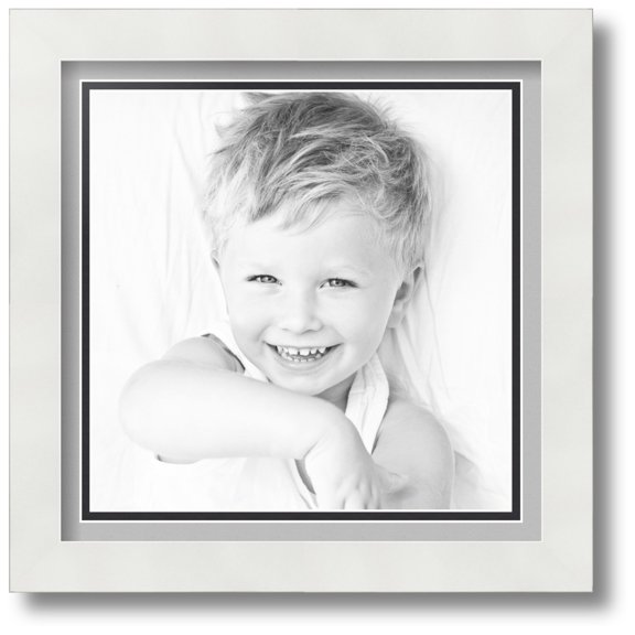 ArtToFrames Collage Photo Picture Frame with 1 - 10x10 Openings, Framed in White with TV Grey and Black Mats (CDM-3966-301)