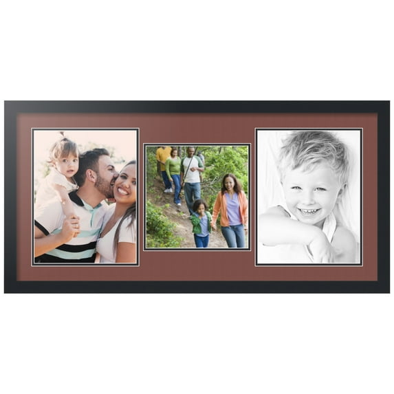 ArtToFrames Collage Photo Picture Frame with 1 - 10x10 and 2 - 10x13" Openings, Framed in Black with Brique and Black Mats (CDM-3926-1633)
