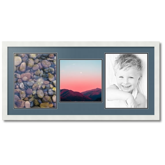 ArtToFrames Collage Photo Picture Frame with 1 - 10x10 and 2 - 10x13 Openings, Framed in White with Dutch Blue and Black Mats (CDM-3966-71)