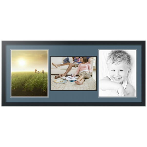 ArtToFrames Collage Photo Picture Frame with 1 - 10x13.75 and 2 - 11x14 Openings, Framed in Black with Dutch Blue and Black Mats (CDM-3926-70)