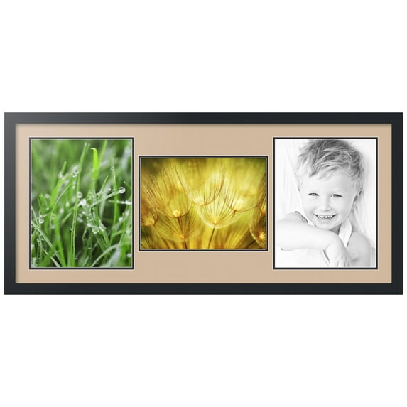 ArtToFrames Collage Photo Picture Frame with 1 - 10x13.75 and 2 - 11x14 Openings, Framed in Black with Scotch Mist and Black Mats (CDM-3926-70)