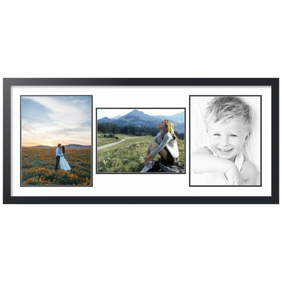 ArtToFrames Collage Photo Picture Frame with 1 - 10x13.75 and 2 - 11x14 Openings, Framed in Black with Super White and Black Mats (CDM-3926-70)