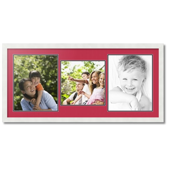 ArtToFrames Collage Photo Picture Frame with 1 - 11x11 and 2 - 11x14 Openings, Framed in White with Rouge and Black Mats (CDM-3966-71)