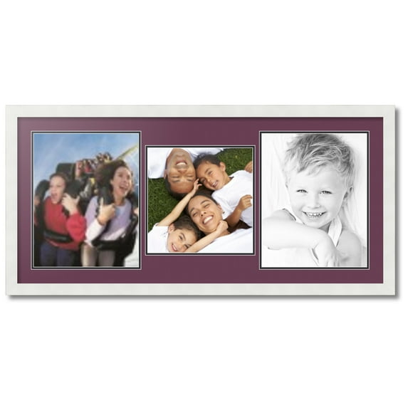 ArtToFrames Collage Photo Picture Frame with 1 - 11x11 and 2 - 11x14 Openings, Framed in White with Ruby and Black Mats (CDM-3966-71)