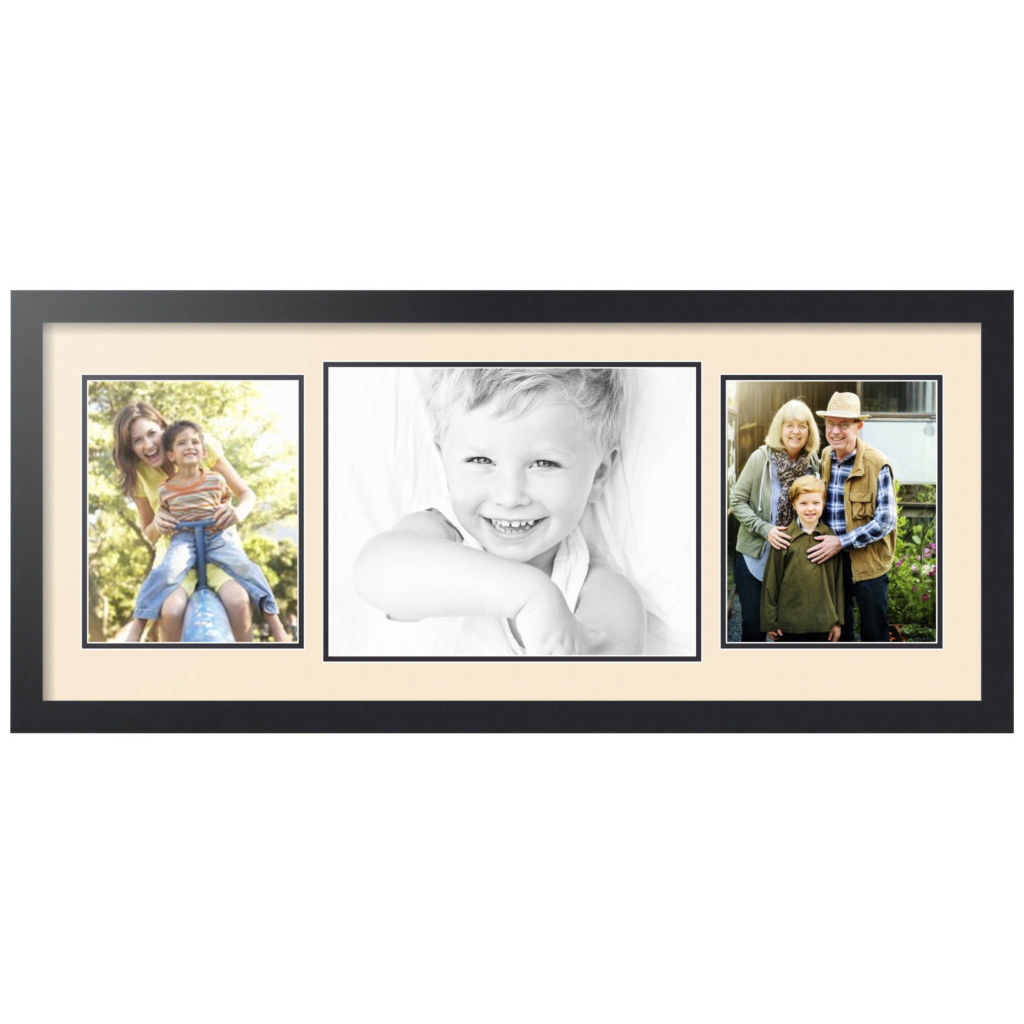 ArtToFrames Collage Photo Picture Frame with 1 - 11x14 and 2 - 8x10 Openings, Framed in Black with Alabaster and Black Mats (CDM-3926-70)
