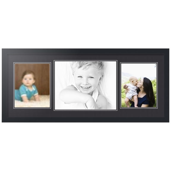 ArtToFrames Collage Photo Picture Frame with 1 - 11x14 and 2 - 8x10 Openings, Framed in Black with Black and Black Mats (CDM-3926-70)