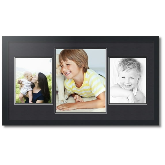 ArtToFrames Collage Photo Picture Frame with 1 - 11x14 and 2 - 8x10 Openings, Framed in Black with Black and Black Mats (CDM-3926-75)