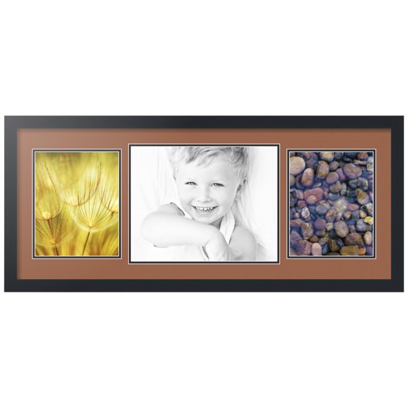 ArtToFrames Collage Photo Picture Frame with 1 - 11x14 and 2 - 8x10 Openings, Framed in Black with Paloma and Black Mats (CDM-3926-70)