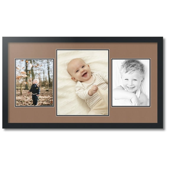 ArtToFrames Collage Photo Picture Frame with 1 - 11x14 and 2 - 8x10 Openings, Framed in Black with Sandpiper and Black Mats (CDM-3926-75)