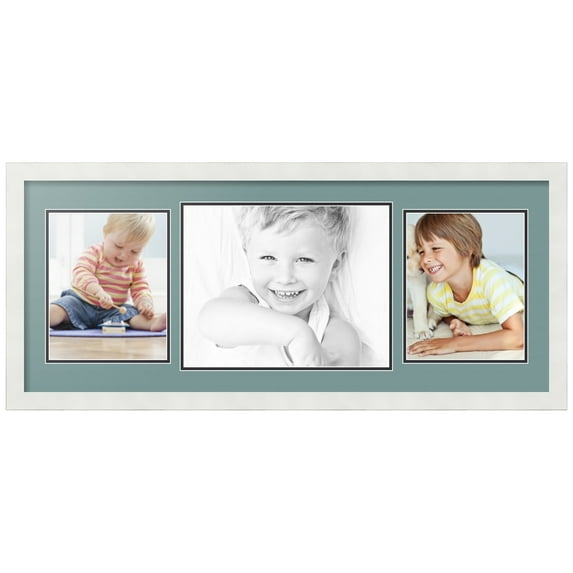 ArtToFrames Collage Photo Picture Frame with 1 - 11x14 and 2 - 8x10" Openings, Framed in White with Nile Green and Black Mats (CDM-3966-70)