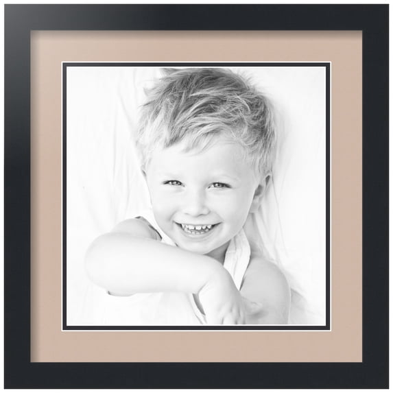 ArtToFrames Collage Photo Picture Frame with 1 - 12x12" Openings, Framed in Black with Grey Beige and Black Mats (CDM-3926-645)