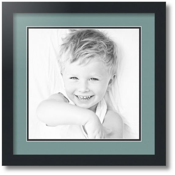 ArtToFrames Collage Photo Picture Frame with 1 - 12x12 Openings, Framed in Black with Nile Green and Black Mats (CDM-3926-301)