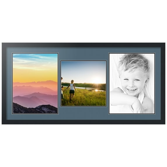 ArtToFrames Collage Photo Picture Frame with 1 - 12x12 and 2 - 12x16 Openings, Framed in Black with Dutch Blue and Black Mats (CDM-3926-71)