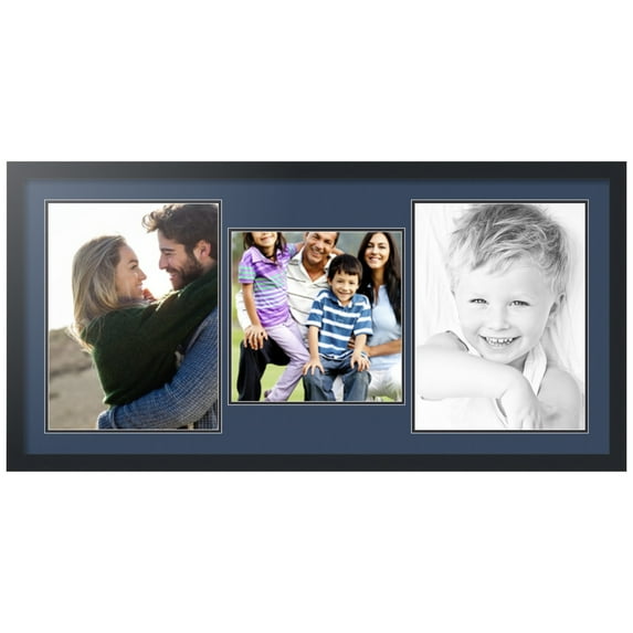 ArtToFrames Collage Photo Picture Frame with 1 - 12x12 and 2 - 12x16 Openings, Framed in Black with Midnight Blue and Black Mats (CDM-3926-71)
