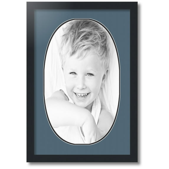 ArtToFrames Collage Photo Picture Frame with 1 - 12x20 Openings, Framed in Black with Dutch Blue and Black Mats (CDM-3926-272)