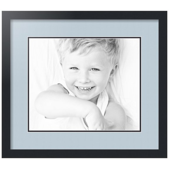 ArtToFrames Collage Photo Picture Frame with 1 - 13.13x15.75" Openings, Framed in Black with Baby Blue and Black Mats (CDM-3926-6750)