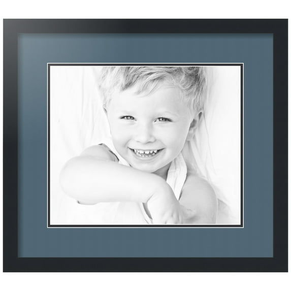 ArtToFrames Collage Photo Picture Frame with 1 - 13.13x15.75" Openings, Framed in Black with Dutch Blue and Black Mats (CDM-3926-6750)