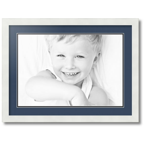 ArtToFrames Collage Photo Picture Frame with 1 - 13x19" Openings, Framed in White with Midnight Blue and Black Mats (CDM-3966-271)