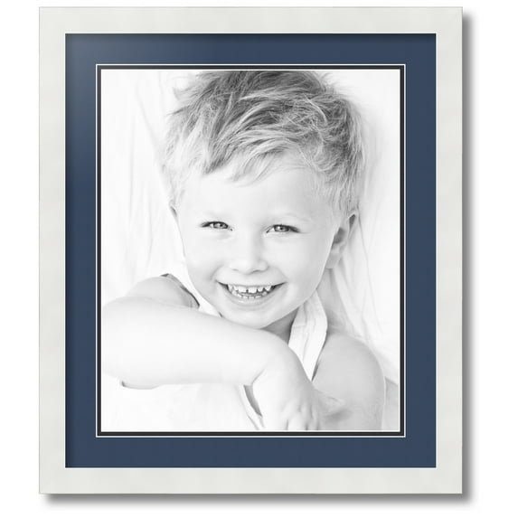 ArtToFrames Collage Photo Picture Frame with 1 - 14x17 Openings, Framed in White with Midnight Blue and Black Mats (CDM-3966-272)