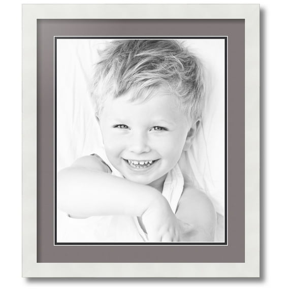 ArtToFrames Collage Photo Picture Frame with 1 - 14x17 Openings, Framed in White with Pewter and Black Mats (CDM-3966-272)