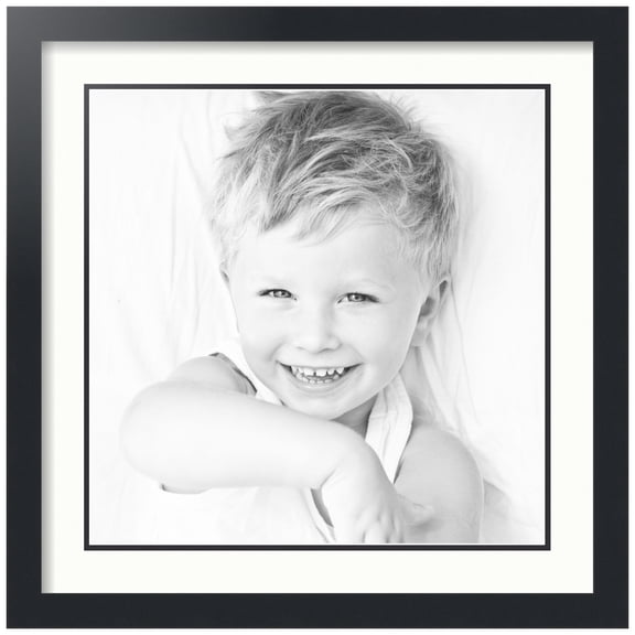 ArtToFrames Collage Photo Picture Frame with 1 - 16x16" Openings, Framed in Black with Fabric White and Black Mats (CDM-3926-650)
