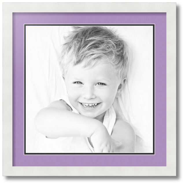 ArtToFrames Collage Photo Picture Frame with 1 - 16x16 Openings, Framed in White with Lavender Mist and Black Mats (CDM-3966-301)