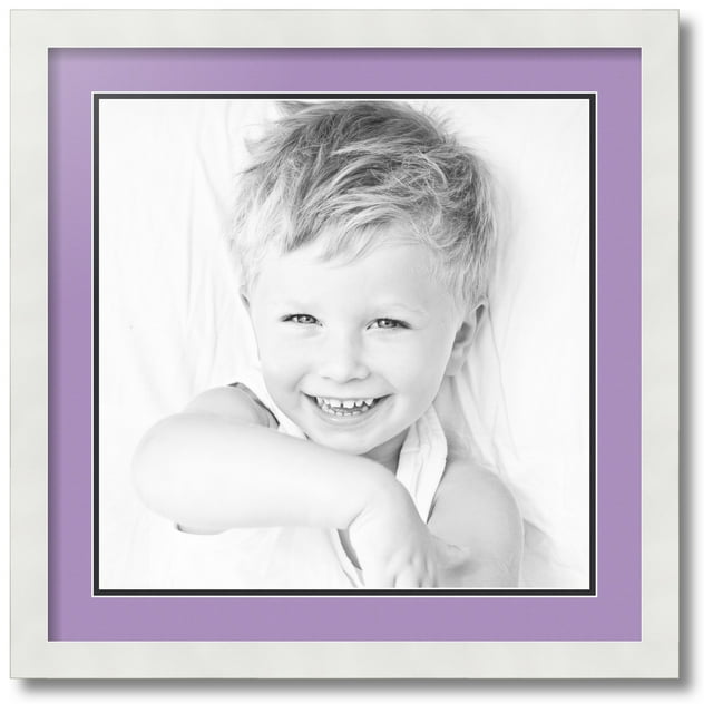 ArtToFrames Collage Photo Picture Frame with 1 - 16x16 Openings, Framed in White with Lavender Mist and Black Mats (CDM-3966-301)