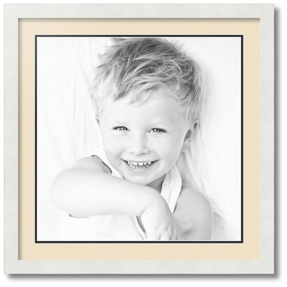 ArtToFrames Collage Photo Picture Frame with 1 - 18x18 Openings, Framed in White with French Creme and Black Mats (CDM-3966-301)