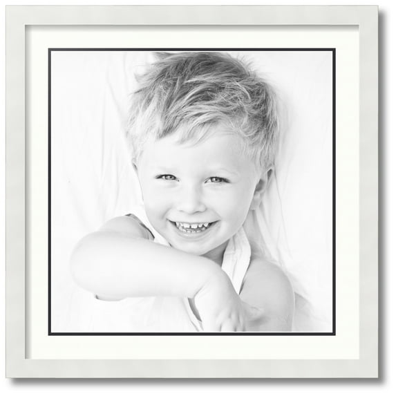 ArtToFrames Collage Photo Picture Frame with 1 - 18x18 Openings, Framed in White with Porcelain and Black Mats (CDM-3966-301)