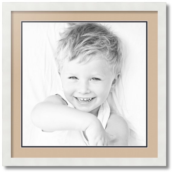 ArtToFrames Collage Photo Picture Frame with 1 - 18x18 Openings, Framed in White with Scotch Mist and Black Mats (CDM-3966-301)