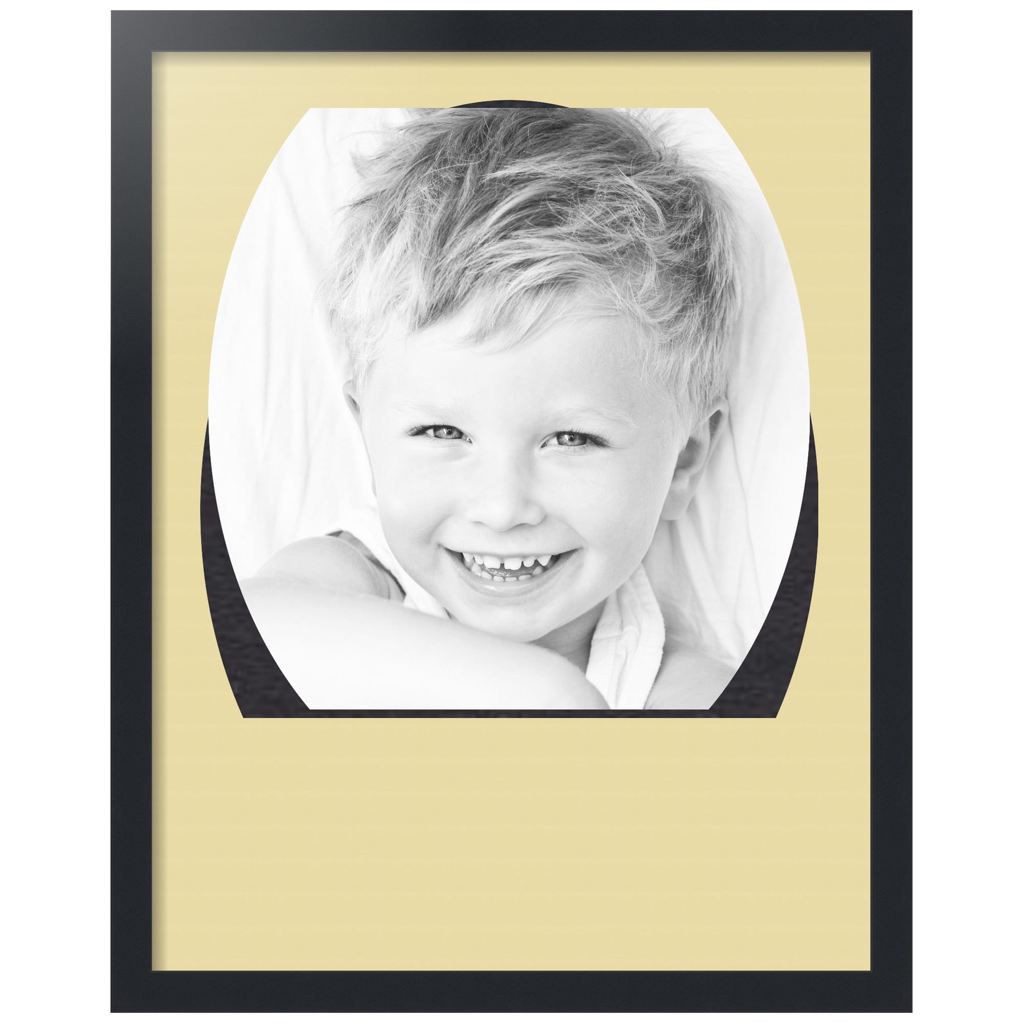 ArtToFrames Collage Photo Picture Frame with 1 - 18x24" Openings, Framed in Black with Buttercup and Black Mats (CDM-3926-1494)