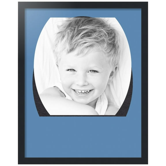 ArtToFrames Collage Photo Picture Frame with 1 - 18x24" Openings, Framed in Black with Liberty Blue and Black Mats (CDM-3926-1494)