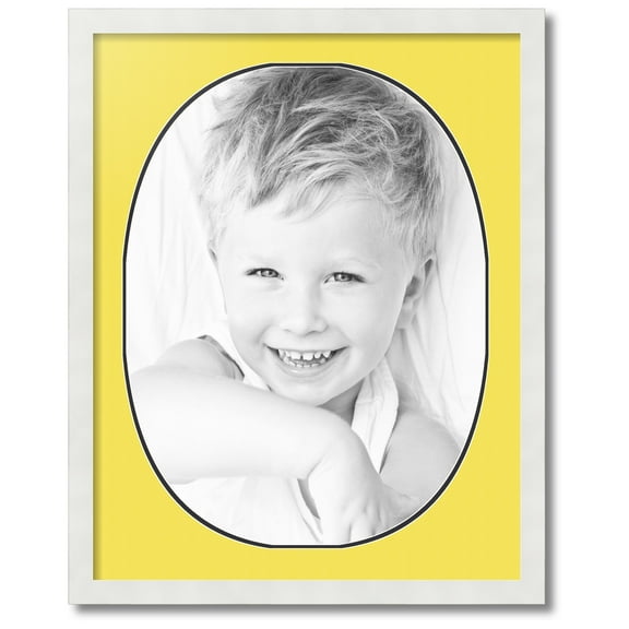ArtToFrames Collage Photo Picture Frame with 1 - 18x24 Openings, Framed in White with Canary and Black Mats (CDM-3966-272)