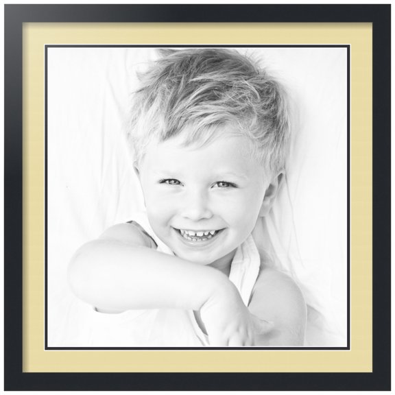 ArtToFrames Collage Photo Picture Frame with 1 - 20x20" Openings, Framed in Black with Buttercup and Black Mats (CDM-3926-655)