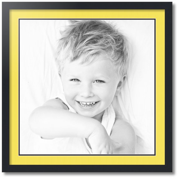 ArtToFrames Collage Photo Picture Frame with 1 - 22x22 Openings, Framed in Black with Canary and Black Mats (CDM-3926-301)