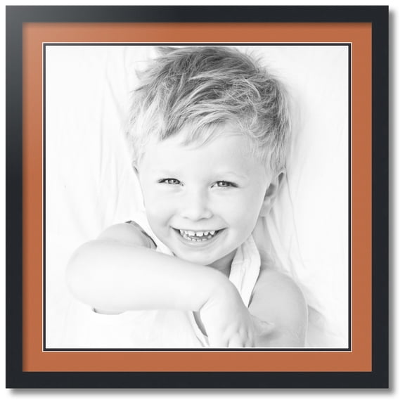 ArtToFrames Collage Photo Picture Frame with 1 - 22x22 Openings, Framed in Black with Red Orange and Black Mats (CDM-3926-301)