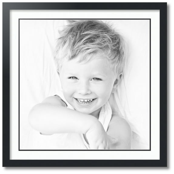 ArtToFrames Collage Photo Picture Frame with 1 - 22x22 Openings, Framed in Black with Super White and Black Mats (CDM-3926-301)