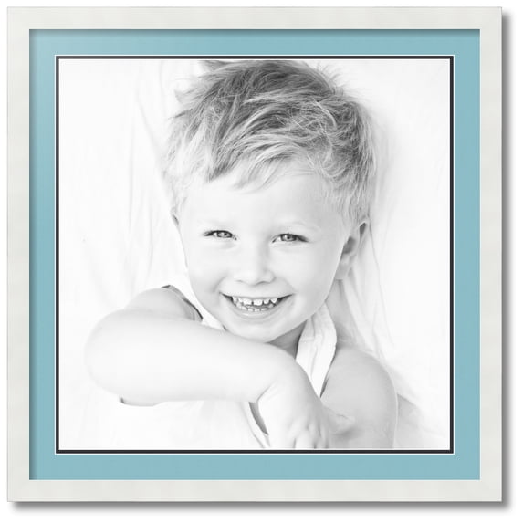 ArtToFrames Collage Photo Picture Frame with 1 - 22x22 Openings, Framed in White with French Blue and Black Mats (CDM-3966-301)
