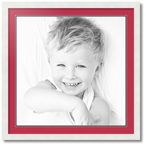 ArtToFrames Collage Photo Picture Frame with 1 - 22x22 Openings, Framed in White with Rouge and Black Mats (CDM-3966-301)