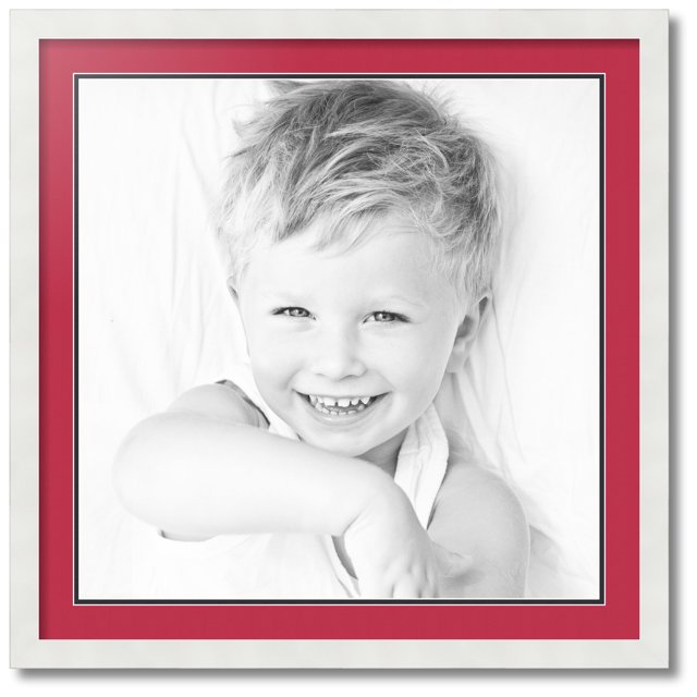 ArtToFrames Collage Photo Picture Frame with 1 - 22x22 Openings, Framed in White with Rouge and Black Mats (CDM-3966-301)