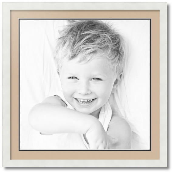 ArtToFrames Collage Photo Picture Frame with 1 - 22x22 Openings, Framed in White with Scotch Mist and Black Mats (CDM-3966-301)