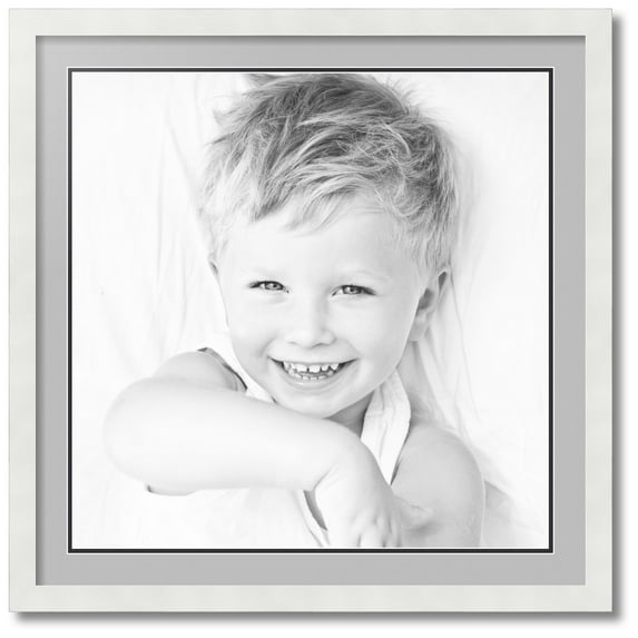ArtToFrames Collage Photo Picture Frame with 1 - 22x22 Openings, Framed in White with TV Grey and Black Mats (CDM-3966-301)