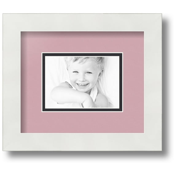 ArtToFrames Collage Photo Picture Frame with 1 - 3.5x5" Openings, Framed in White with Seashell and Black Mats (CDM-3966-271)